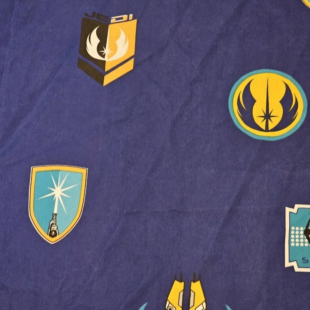 VTG Star‎ Wars Jedi Blue Fabric Material Star Fighter 3.5 Yards Twin Sheet Set